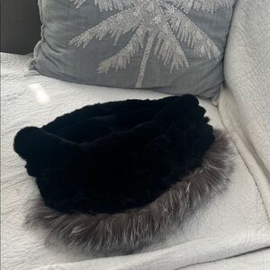 Surell Black and Gray Fur Wrap